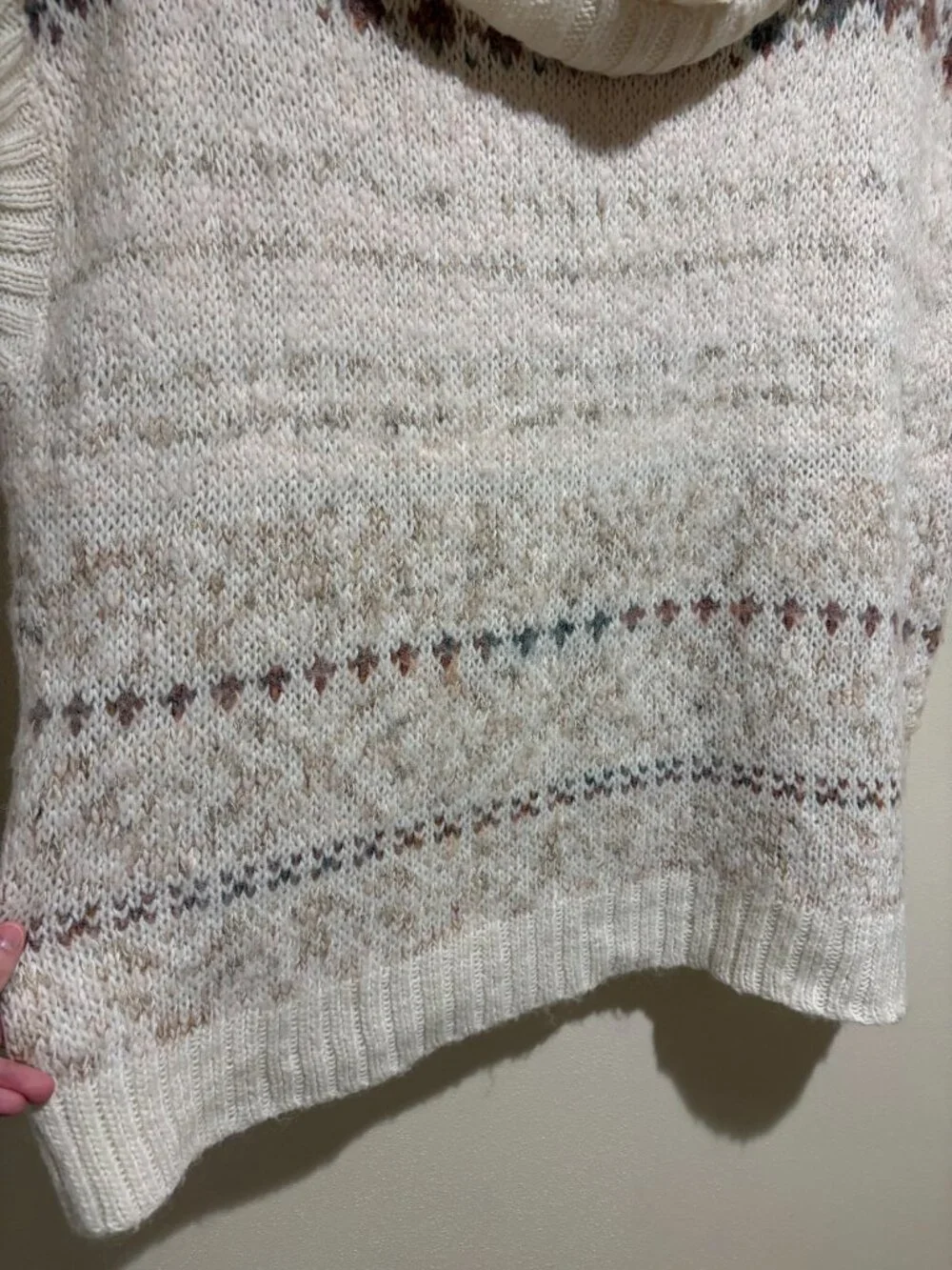 Free People Snow Bunny Sweater Vest Oversized Turtleneck Fair Isle